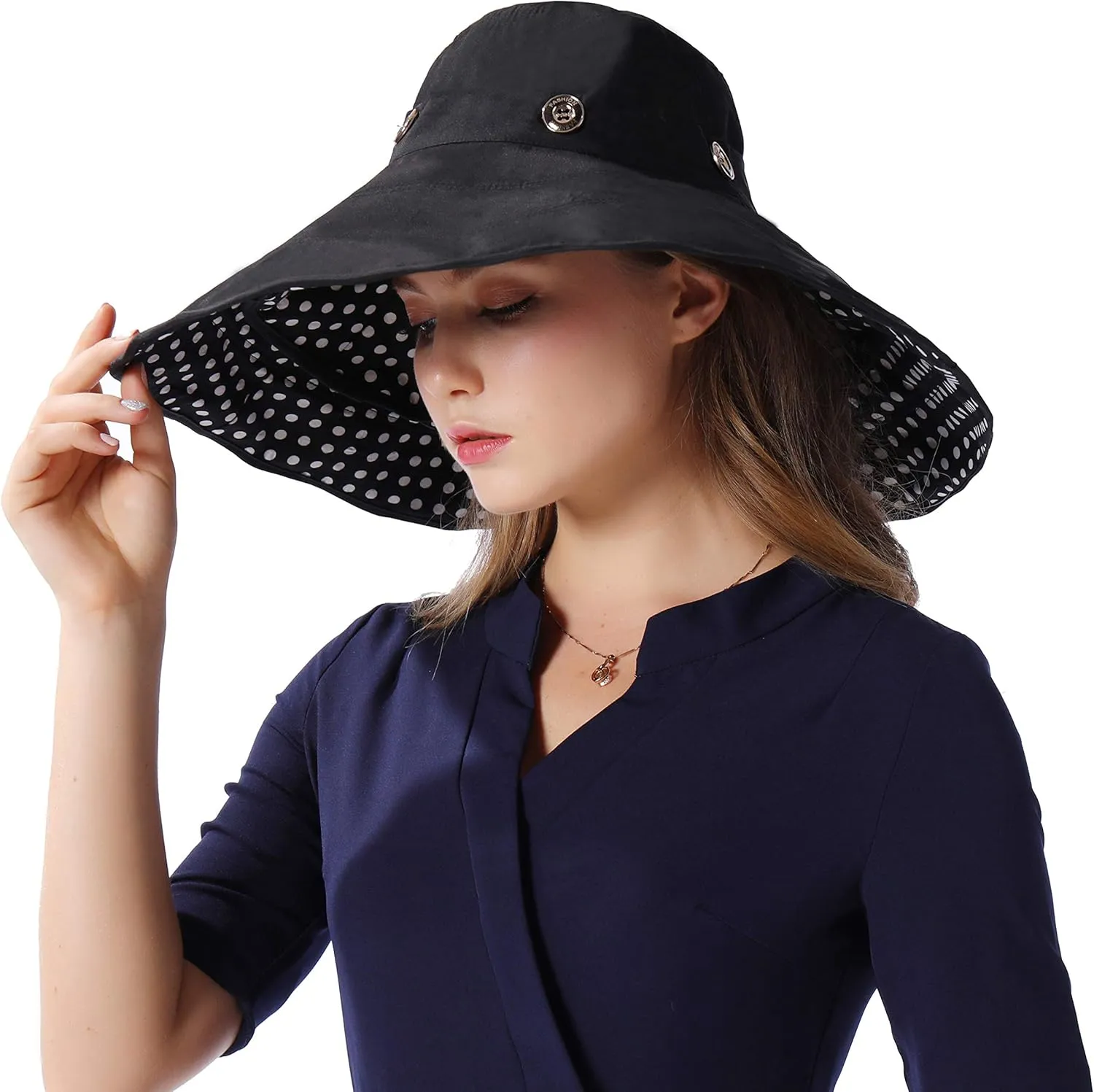 Packable Extra Large Brim Floppy Sun Hat Reversible UPF 50  Beach Sun Bucket Hat