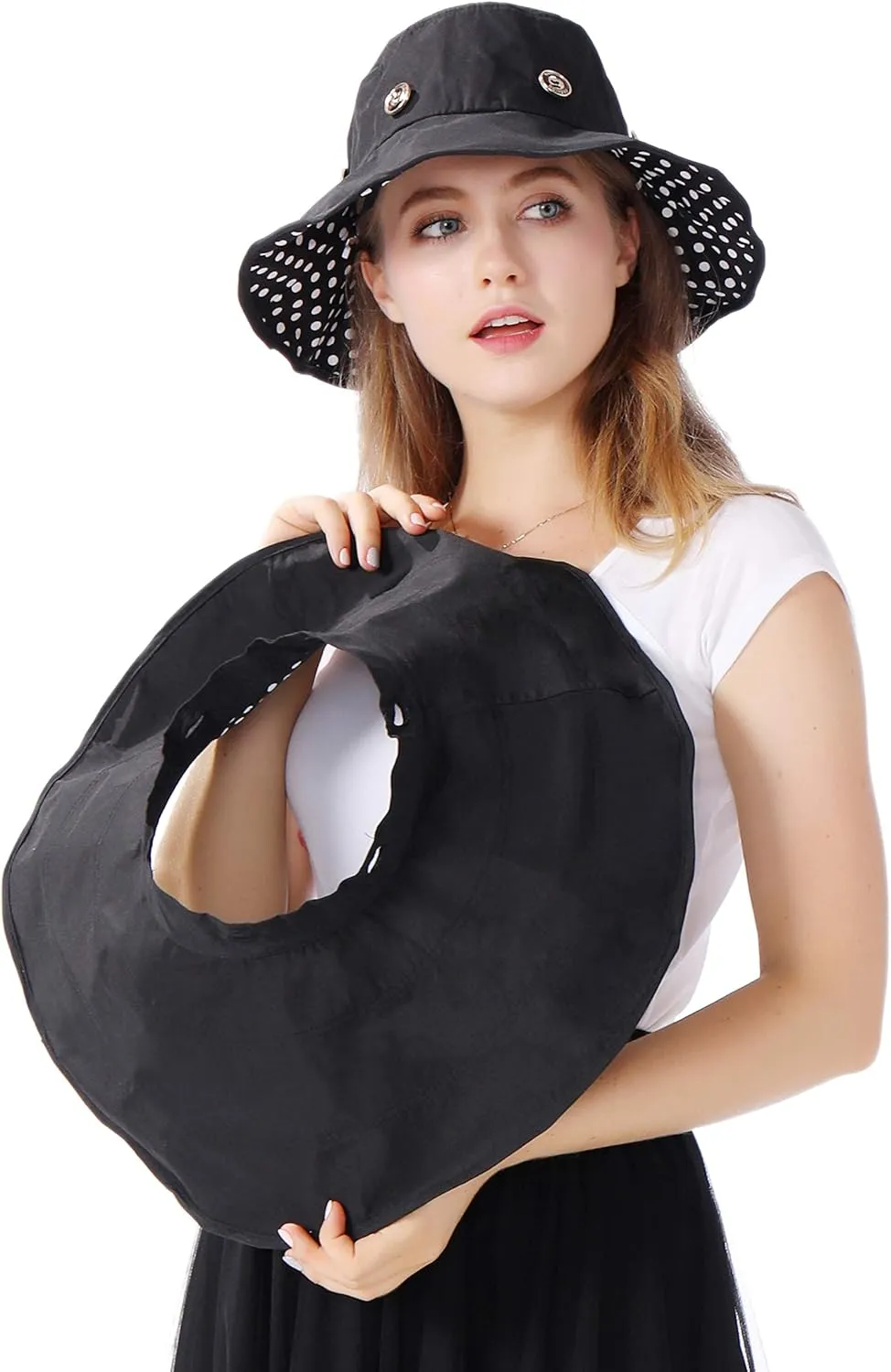 Packable Extra Large Brim Floppy Sun Hat Reversible UPF 50  Beach Sun Bucket Hat