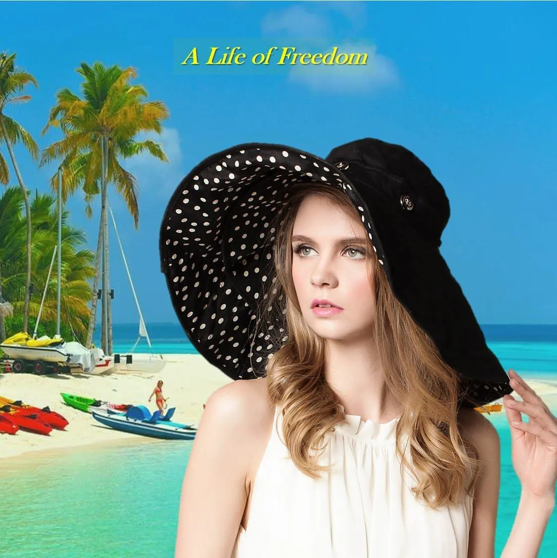 Packable Extra Large Brim Floppy Sun Hat Reversible UPF 50  Beach Sun Bucket Hat