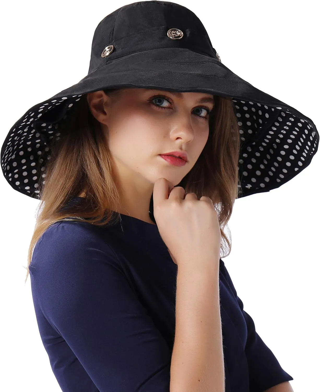 Packable Extra Large Brim Floppy Sun Hat Reversible UPF 50  Beach Sun Bucket Hat