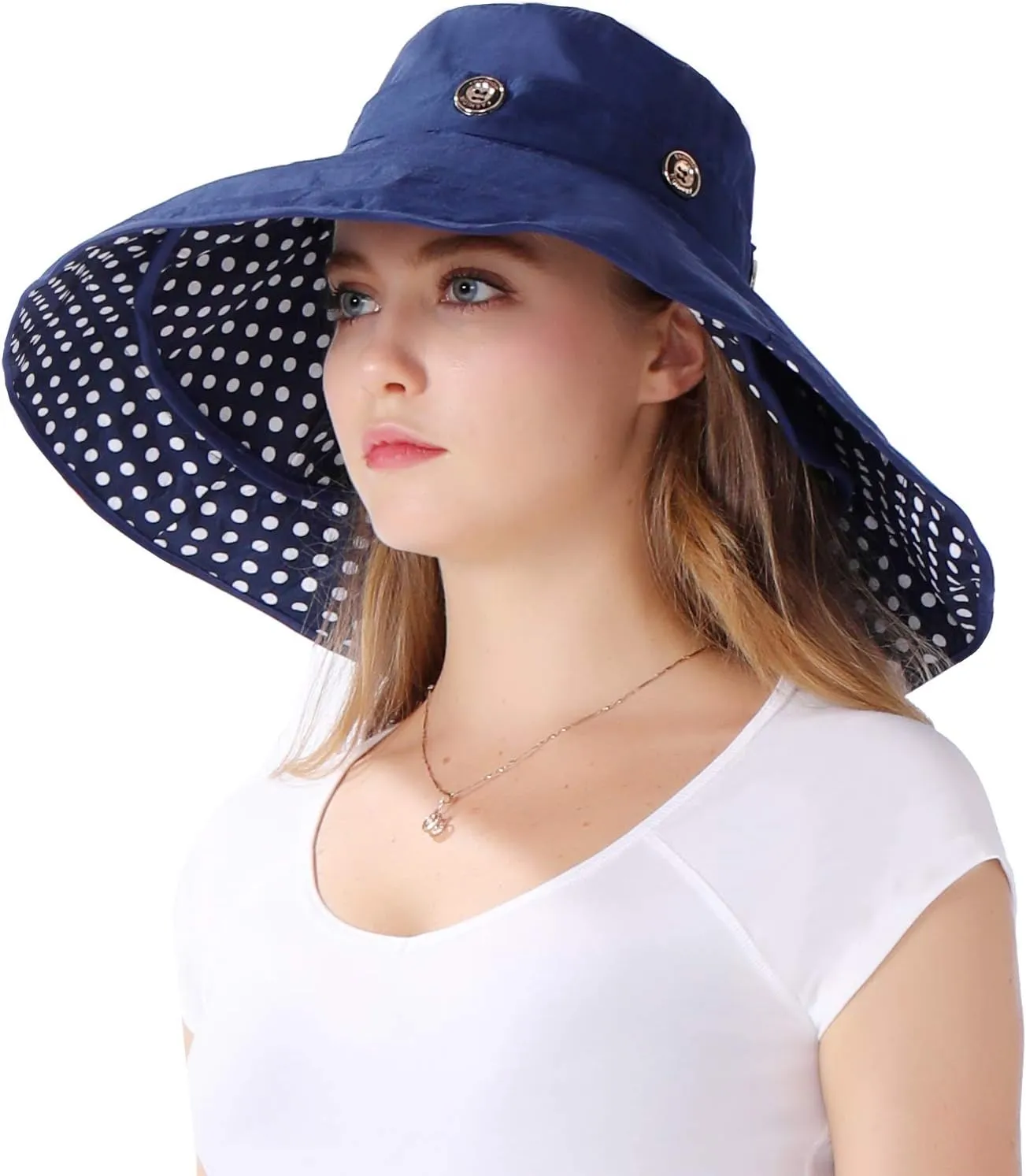 Packable Extra Large Brim Floppy Sun Hat Reversible UPF 50  Beach Sun Bucket Hat