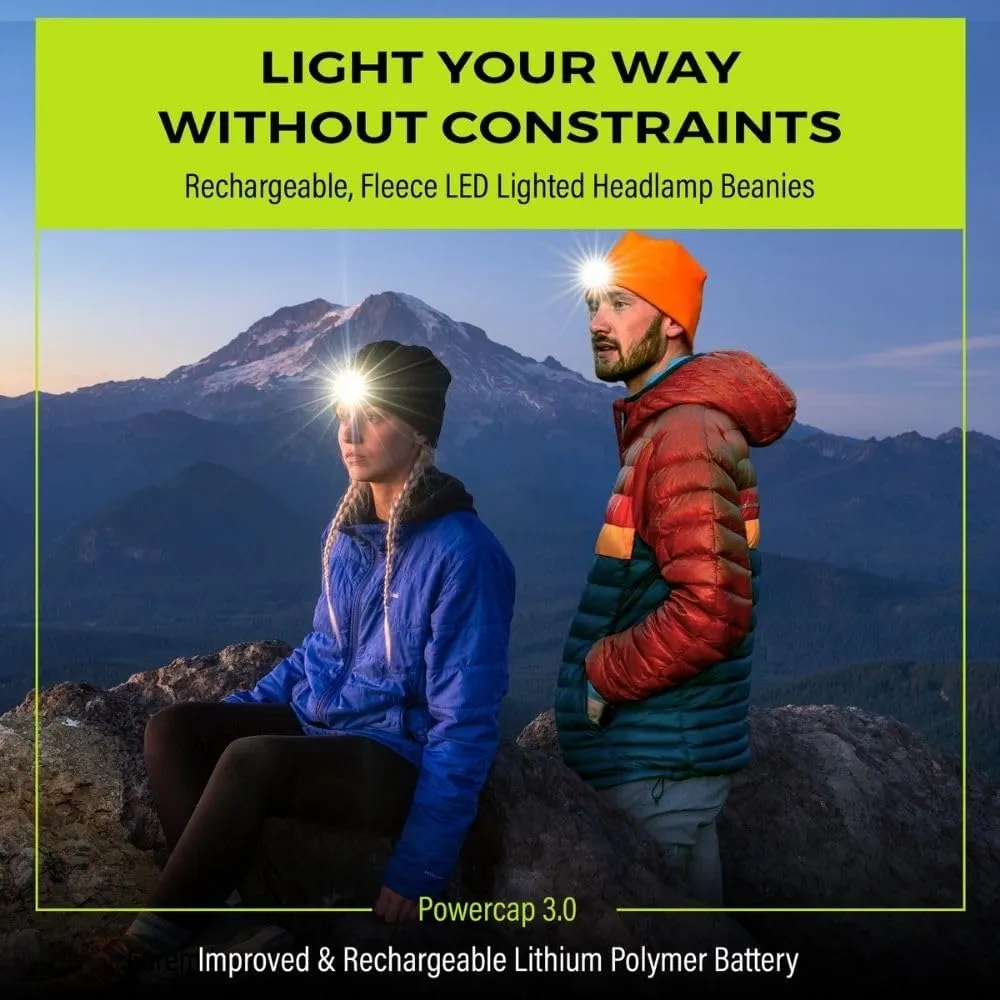 Panther Vision LED Hat Light - POWERCAP 3.0 USB Rechargeable LED Beanie - Light Up Hat with Ultra Bright LEDs and IPX4 Water Resistance Gifts for Dad Father Husband Warm Knitted Cap 150 Lumens
