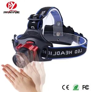 PANYUE IR Sensor 1000lm LED Headlamp XM-L T6 Waterproof Zoom Head Lamp 18650 Rechargeable Battery headlight Head Torch