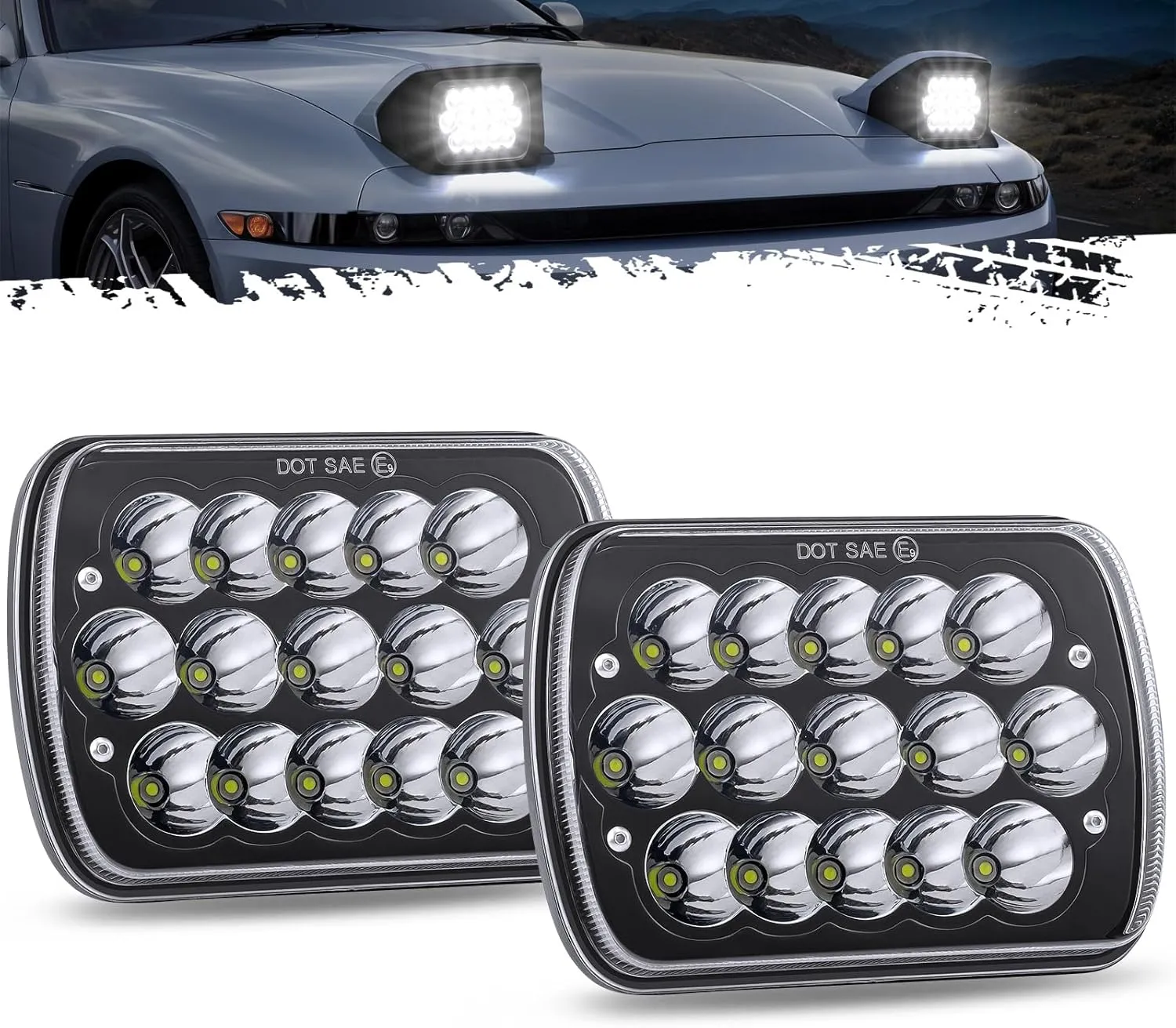 Partsam 2PCS H6054 LED Headlights 7x6 5x7 Headlamp Anti-glare Hi/Low Sealed Beam Lights Compatible with Cherokee XJ Wrangler YJ etc