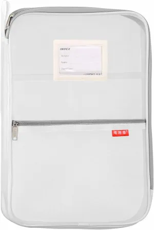 Pendancy Mesh Zipper Pouch 14.8x10.8 in Transparent Lightweight Nylon File Folders, A4 Size Multi-Layer Subject Document Organizer Accessories Storage Bag for Office and School Supplies(White)