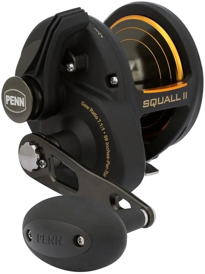 PENN Squall II Lever Drag Fishing Reel, Size 40, Graphite Body and Sideplates, Stainless Steel Main and Pinion Gears, Powerful PENN Dura-Drag