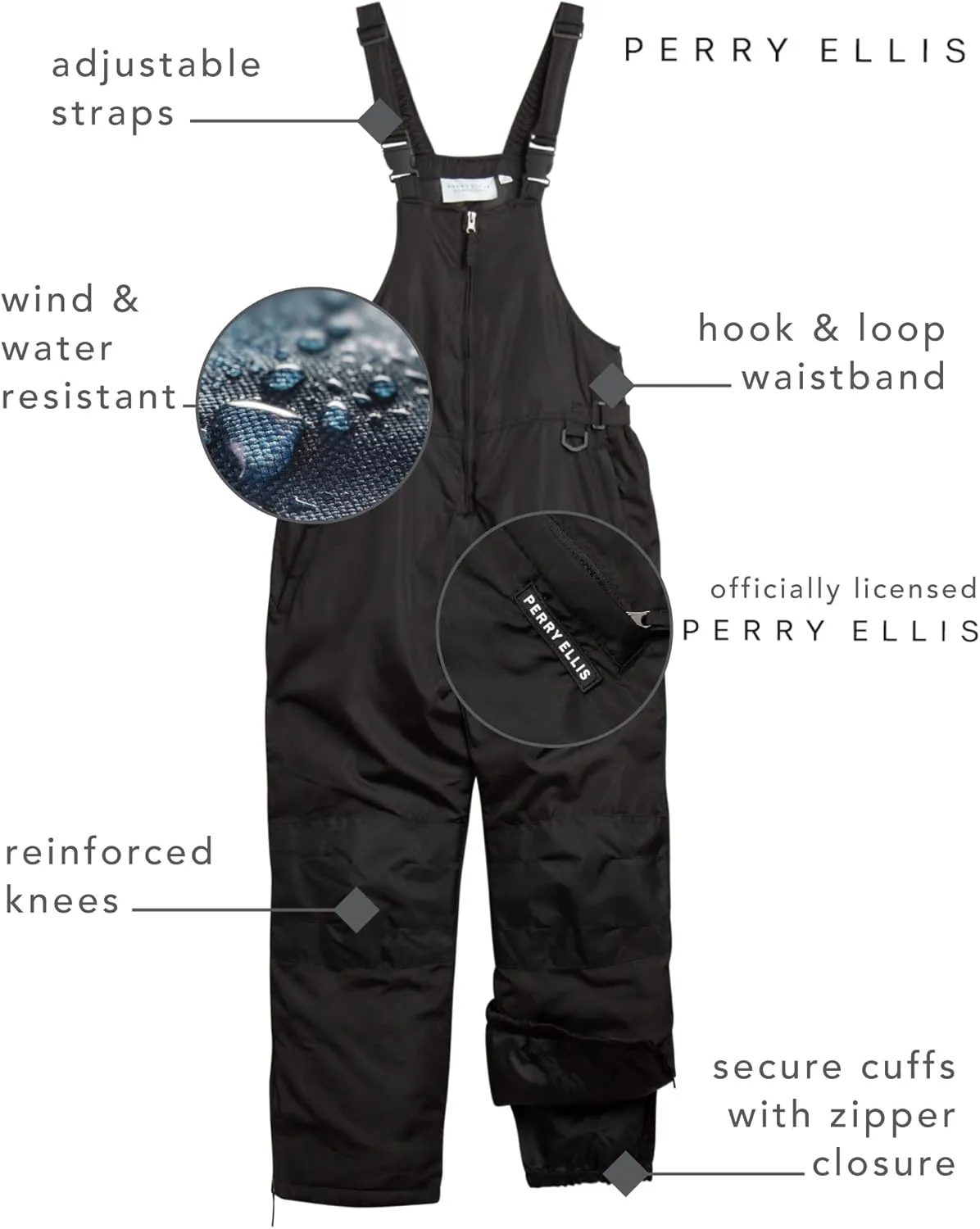 Perry Ellis Women's Snow Bib - Insulated Waterproof Snow Ski Pants Snowboard Overalls, Sizes Run Small (Sizes: M-3XL)