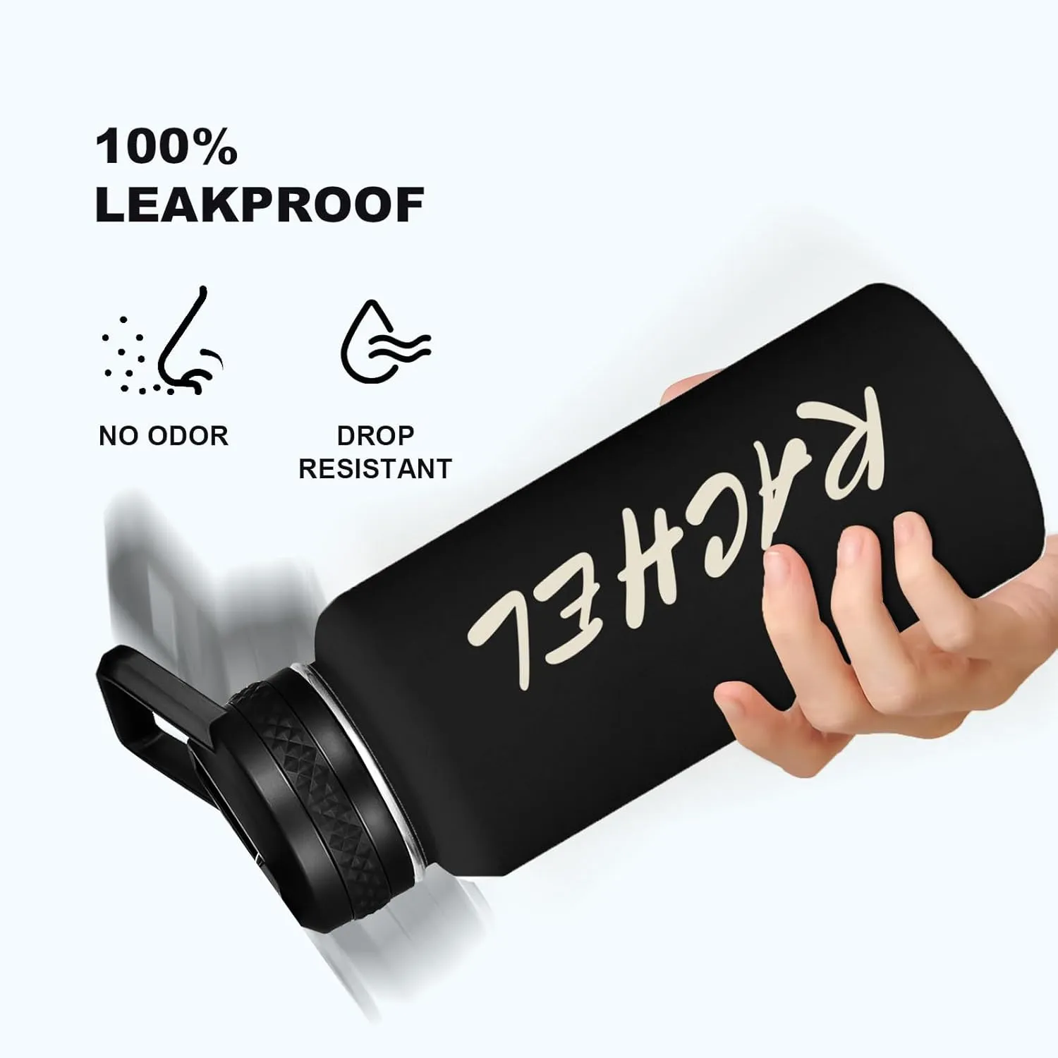 Personalized Custom Water Bottle with Text Photo Print in USA 32oz Double Wall Stainless Steel Leakproof Wide Mouth Cup with Flip Straw