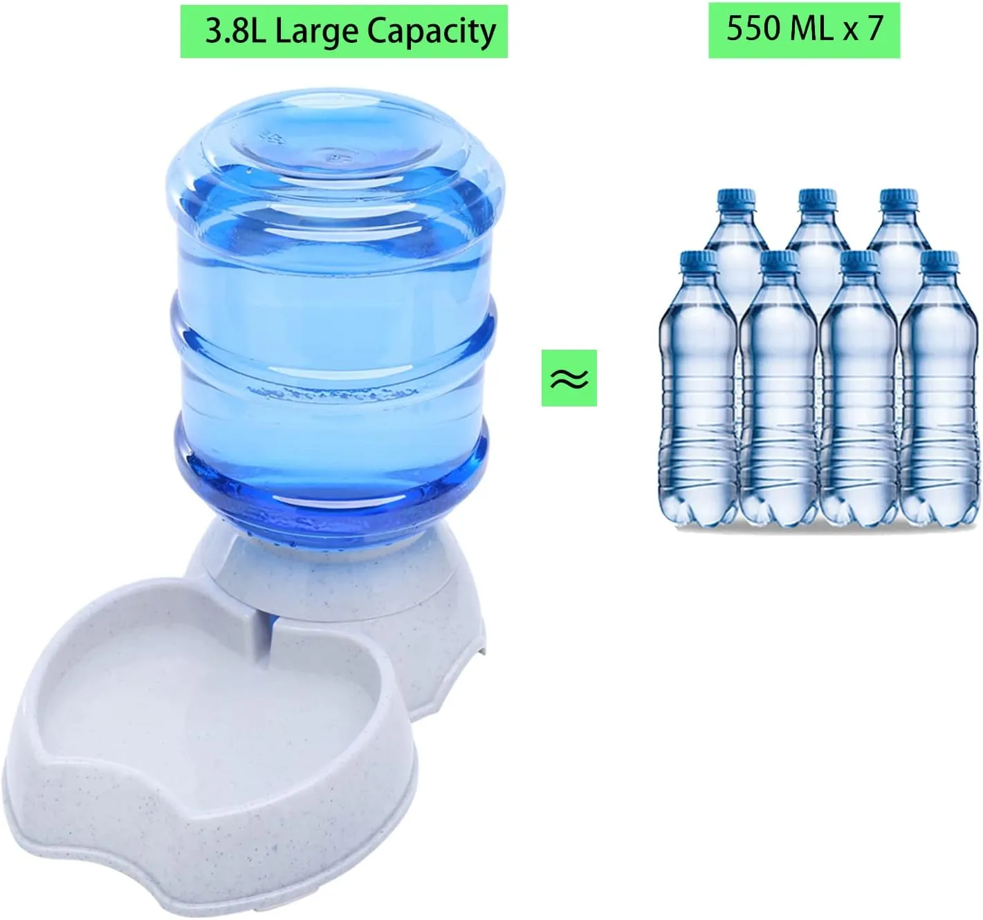 Pet Water Dispenser Automatic for Dogs Cats, BPA-Free, Gravity Refill, Self Feeding for Small Medium Pets Puppy Kitten Rabbit - 1 Gallon (Waterer)