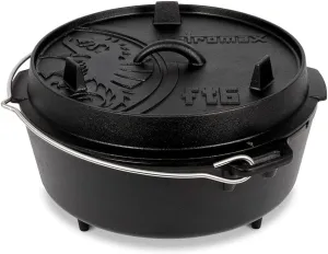 Petromax Cast Iron Dutch Oven for Cooking or Baking Outdoors Over a Campfire or in The Home Kitchen, Pre-Seasoned Cookware Conducts Heat Evenly, 3 Legs, 5.8 Quart