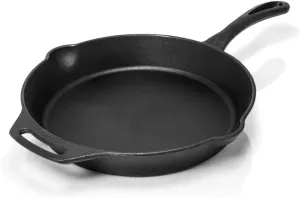 Petromax Cast Iron Fire Skillet for Kitchen or Camping, Pre-Seasoned Cookware for Campfire or Home Oven and Stove, Conducts Heat Evenly, Long Handle, 12"