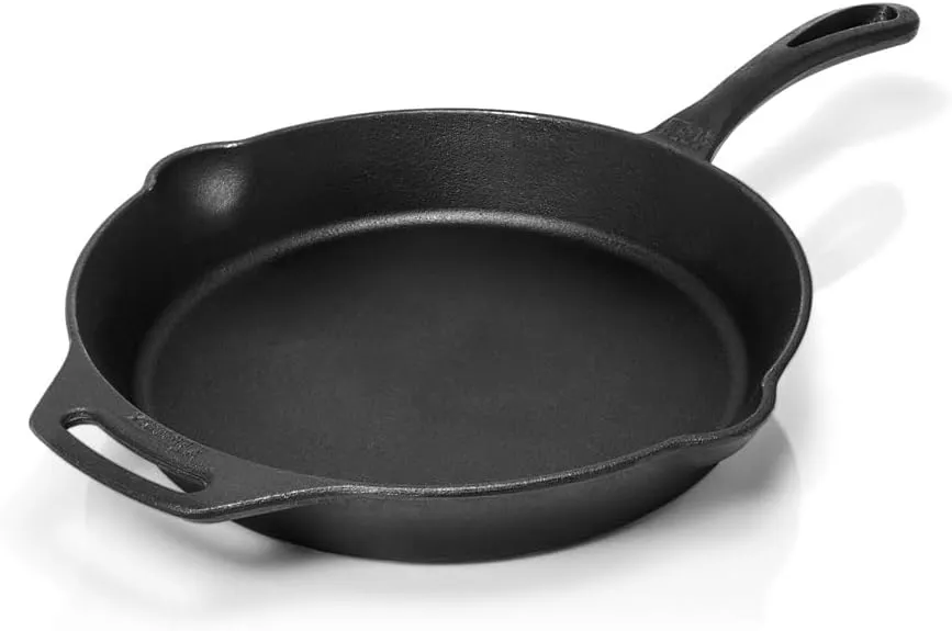Petromax Cast Iron Fire Skillet for Kitchen or Camping, Pre-Seasoned Cookware for Campfire or Home Oven and Stove, Conducts Heat Evenly, Long Handle, 12"