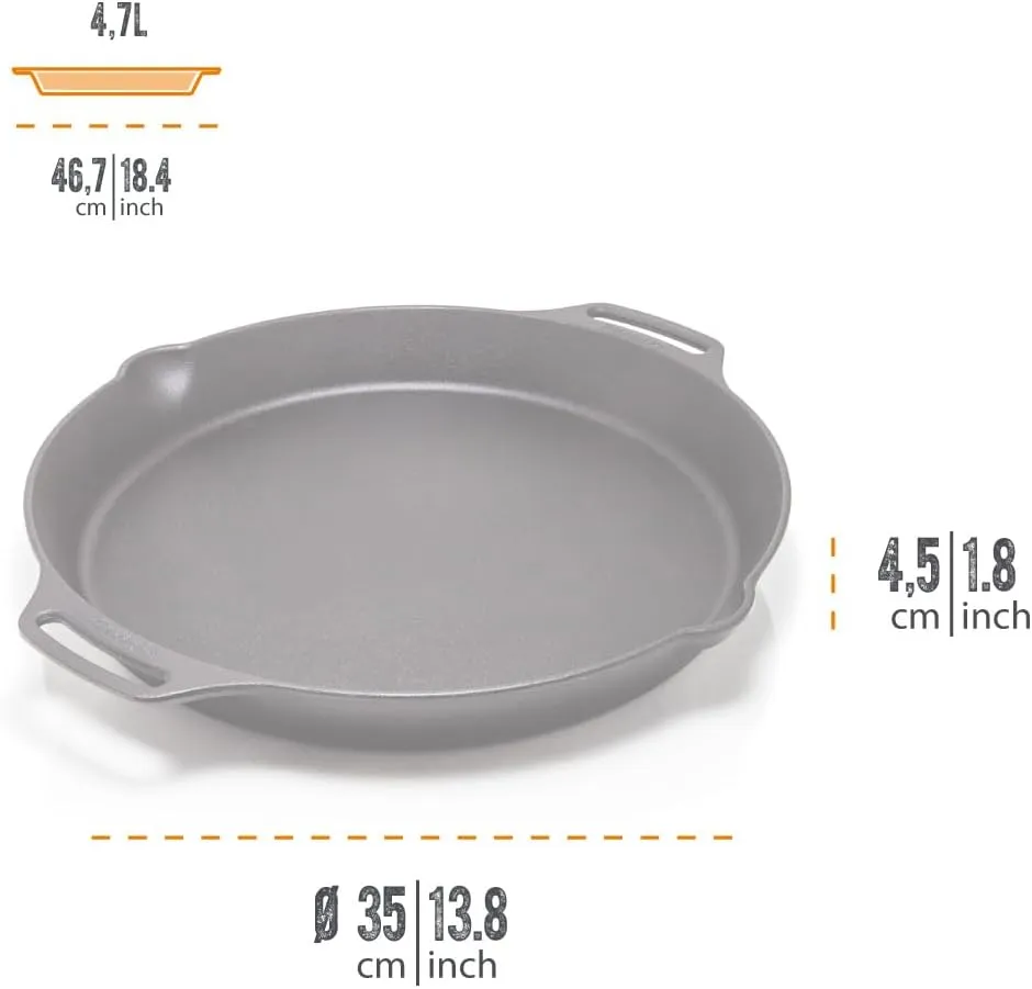 Petromax Cast Iron Fire Skillet for Kitchen or Camping, Pre-Seasoned Cookware for Campfire or Home Oven and Stove, Conducts Heat Evenly, Side Handles, 16"