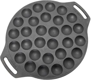 Petromax Cast Iron Poffertjes Pan for Hygge Kitchen or Camping, Ebelskivers/Aebleskivers Griddle Cookware Conducts Heat Evenly