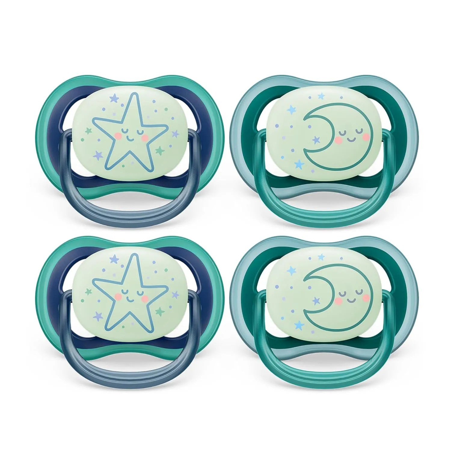 Philips Avent Ultra Air Pacifier - 4 x Light, Breathable Glow-in-The-Dark Baby Pacifiers for Babies Aged 6-18 Months, BPA Free with Sterilizer Carry Case, SCF376/08