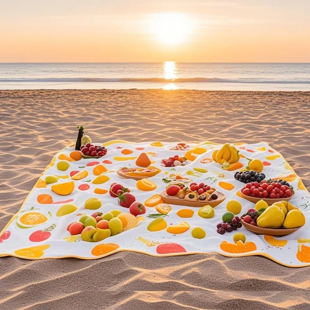 Picnic Blankets, Portable Outside Baby Blanket, 3 Layer Picnic Mat for Camping, 79" x 59" Large Waterproof Sand Proof Camping Blanket, Lightweight Folding Portable Travel Blanket