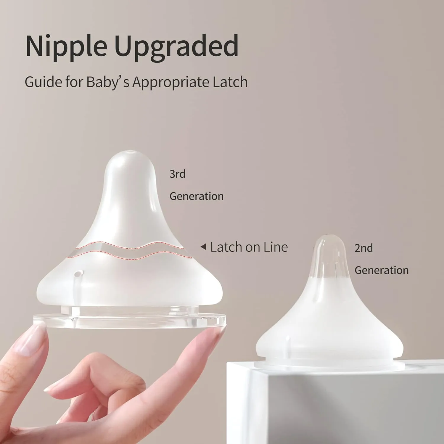 Pigeon Silicone Nipple (LL) with Latch-On Line, Natural Feel, 9  Months, 4 Counts