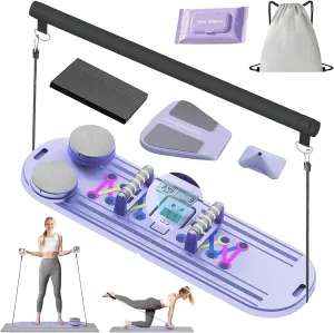 Pilates Board-Pilates Reformer Set 6 in 1 Multifunctional Abdominal Pilates Board for Home Workout Equipment, Foldable Pilates Portable Reformer Machine, Ab Board Trainer for Women
