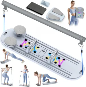Pilates Board, Pilates Reformer Set, Pilates Machine 15-in-1 Multifunctional Abdominal Board for Home Office Workout, Foldable Portable Pilates Reformer Board for Women