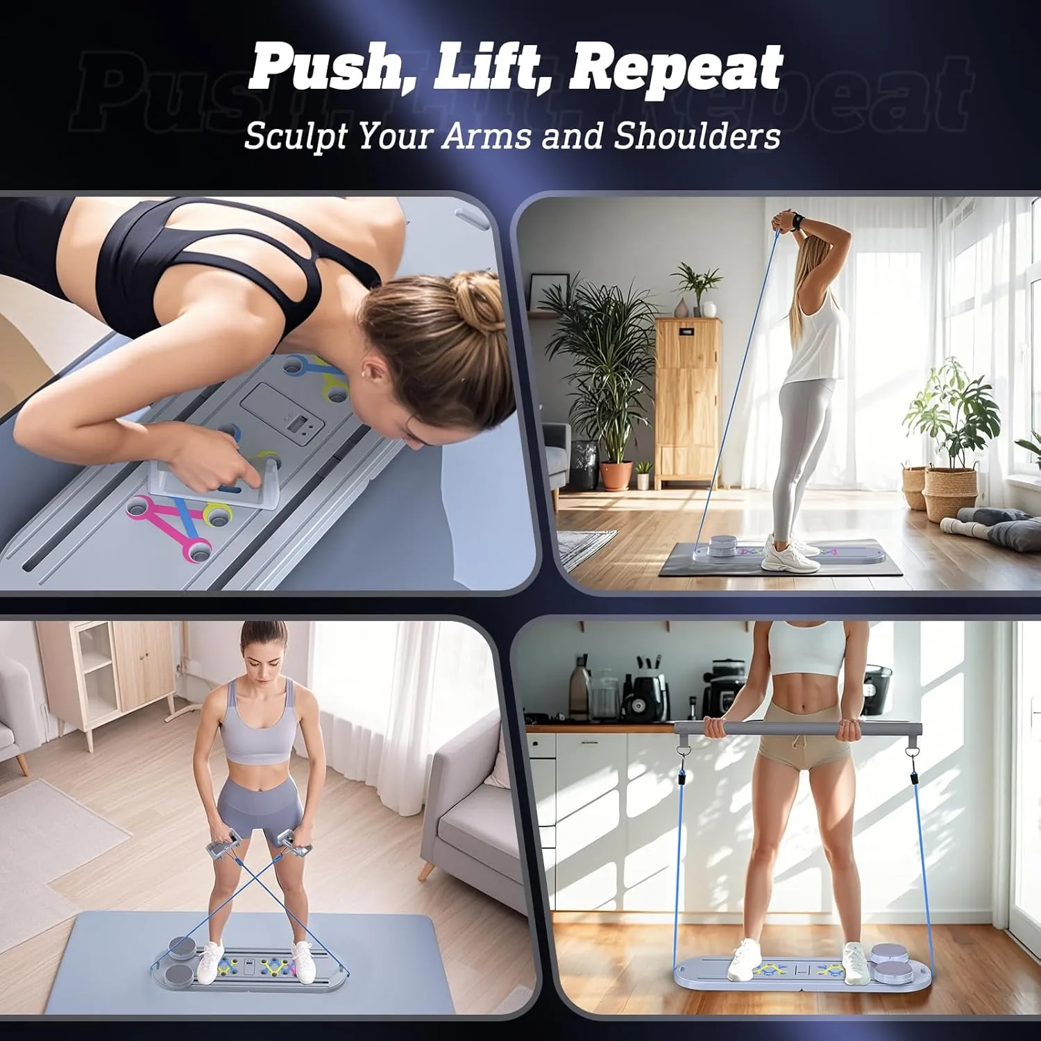 Pilates Board, Pilates Reformer Set, Pilates Machine 15-in-1 Multifunctional Abdominal Board for Home Office Workout, Foldable Portable Pilates Reformer Board for Women
