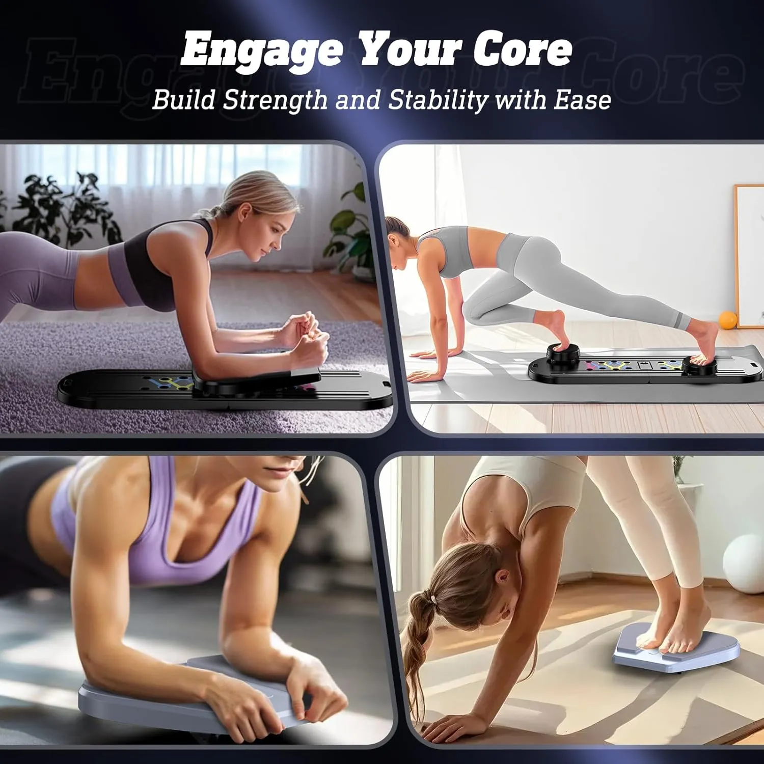 Pilates Board, Pilates Reformer Set, Pilates Machine 15-in-1 Multifunctional Abdominal Board for Home Office Workout, Foldable Portable Pilates Reformer Board for Women