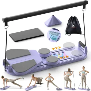 Pilates Board,Multifunctional Rebound Abdominal Board,Foldable Pilates Reformer Set, Ab Core Trainer Machine,Ab Exercise Board,Abs Workout Equipment for Women Home Gym Equipment