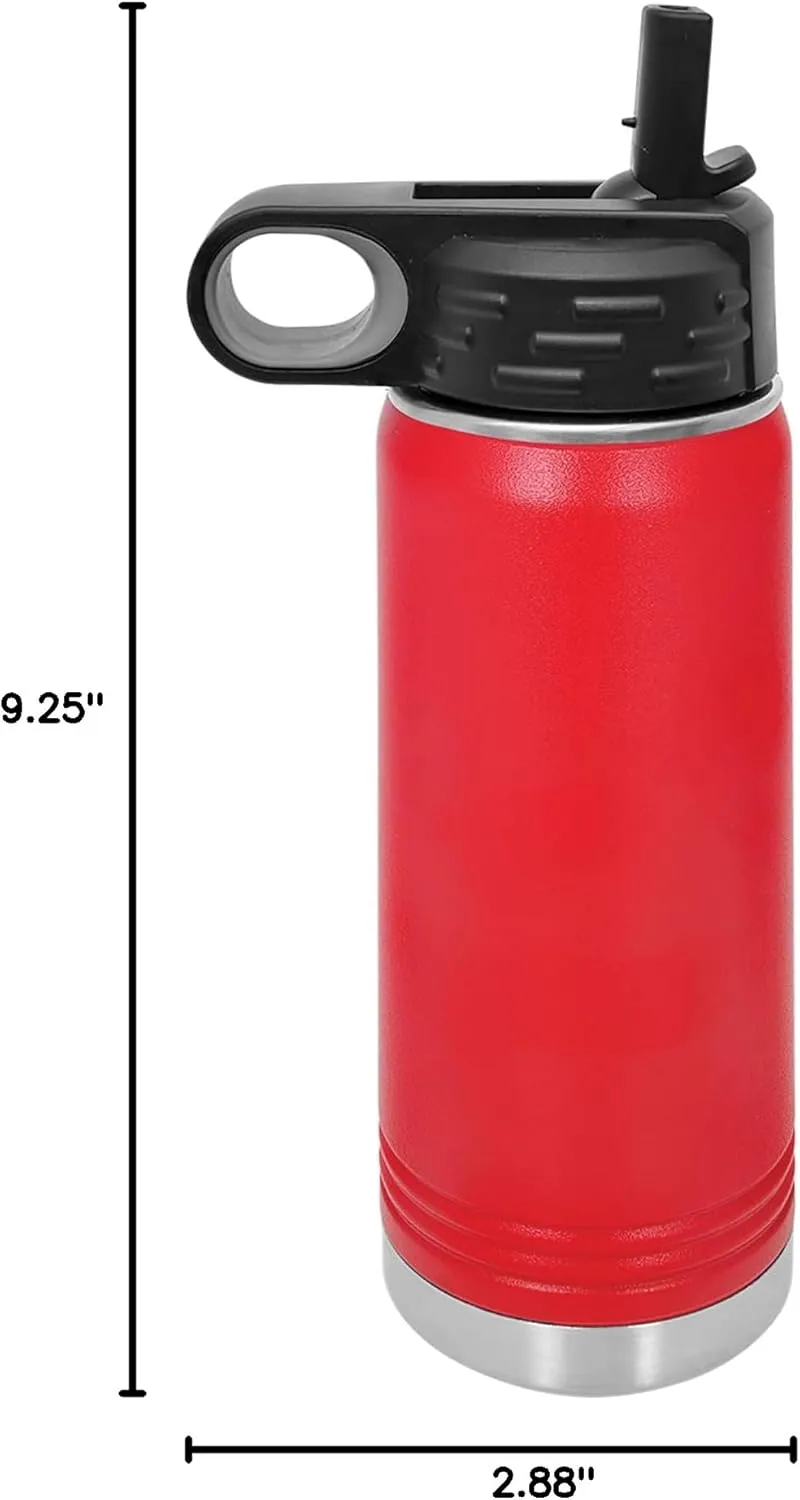 Polar Camel 20 oz Stainless Steel Water Bottle with Flip Top Lid and Straw (Red)