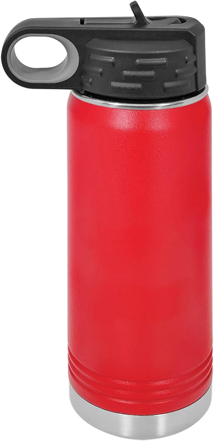 Polar Camel 20 oz Stainless Steel Water Bottle with Flip Top Lid and Straw (Red)