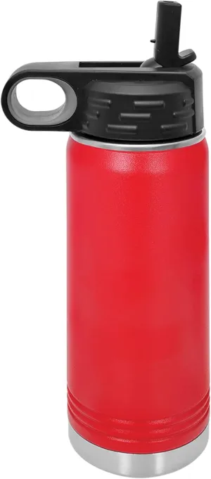 Polar Camel 20 oz Stainless Steel Water Bottle with Flip Top Lid and Straw (Red)