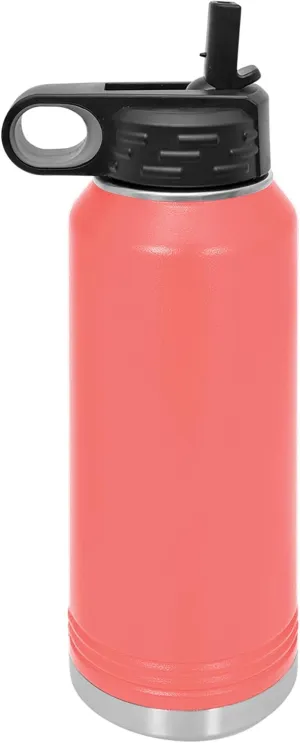 Polar Camel 32 oz Stainless Steel Water Bottle with Flip Top Lid and Straw (Coral)