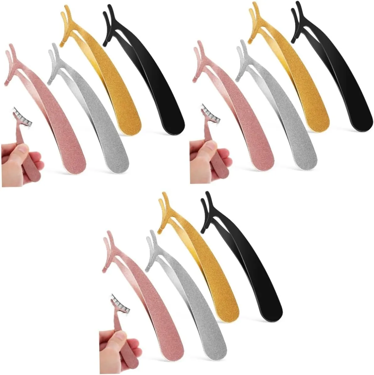 POPETPOP 3sets Eyelash Tweezers Set Lash Tweezers for Extensions Makeup Tools Curved Tips Portable 4pcs*3