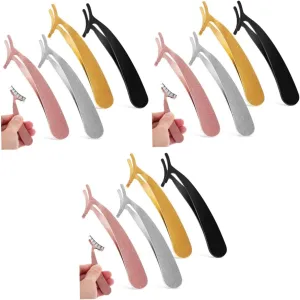 POPETPOP 3sets Eyelash Tweezers Set Lash Tweezers for Extensions Makeup Tools Curved Tips Portable 4pcs*3