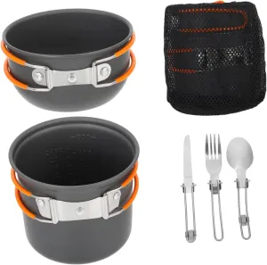 POPETPOP Camping Pot Portable Cooking Pot Set 1-2 Person Outdoor Cookware Camping Cookware Portable Cutlery Cooker Set