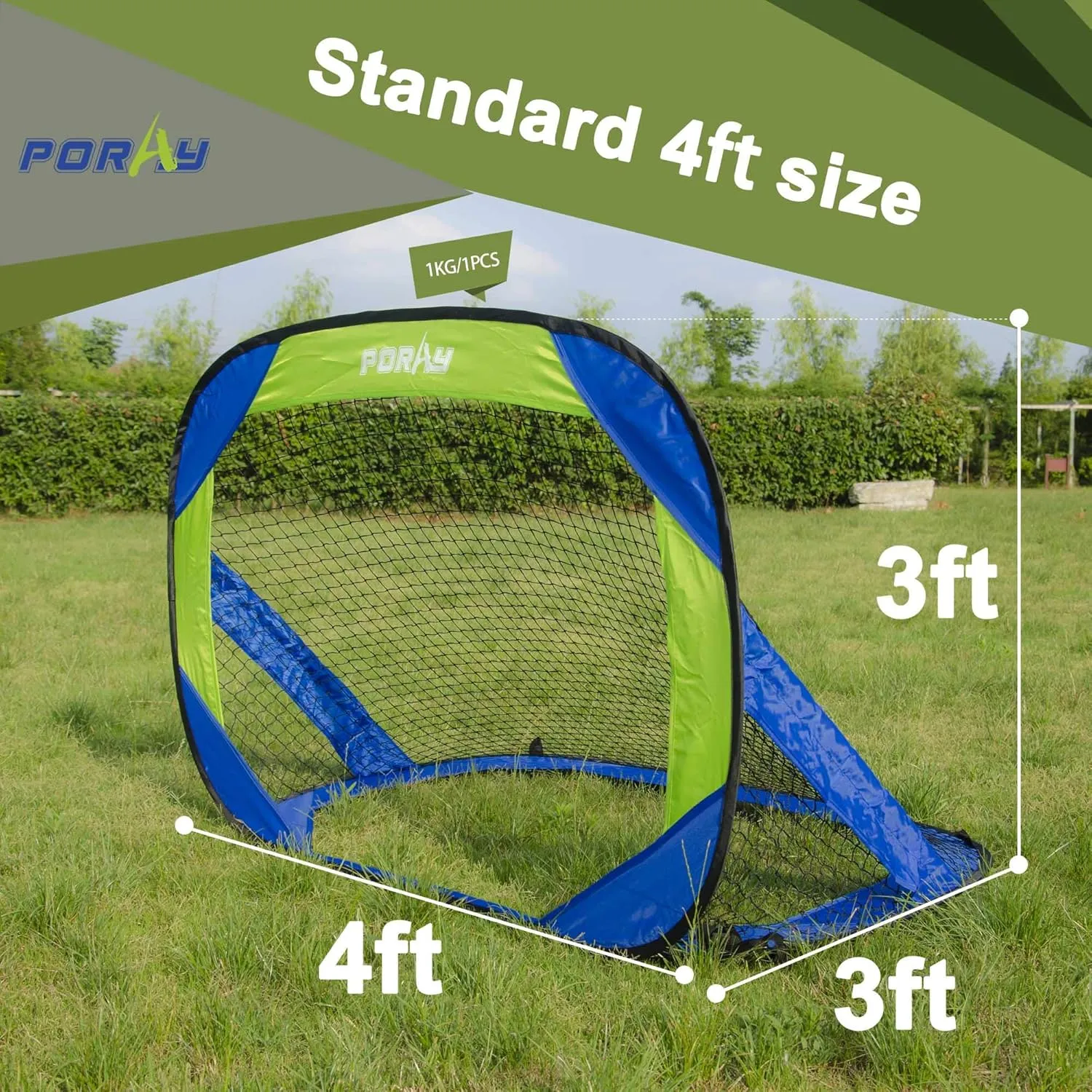 Porayhut Pop up Soccer Goal and Ball Sets, Portable Soccer Net for Training,Set of 2, Easy Assembly with Compact Carrying Bag,Gift for Kids with Pump and 8 Stakes