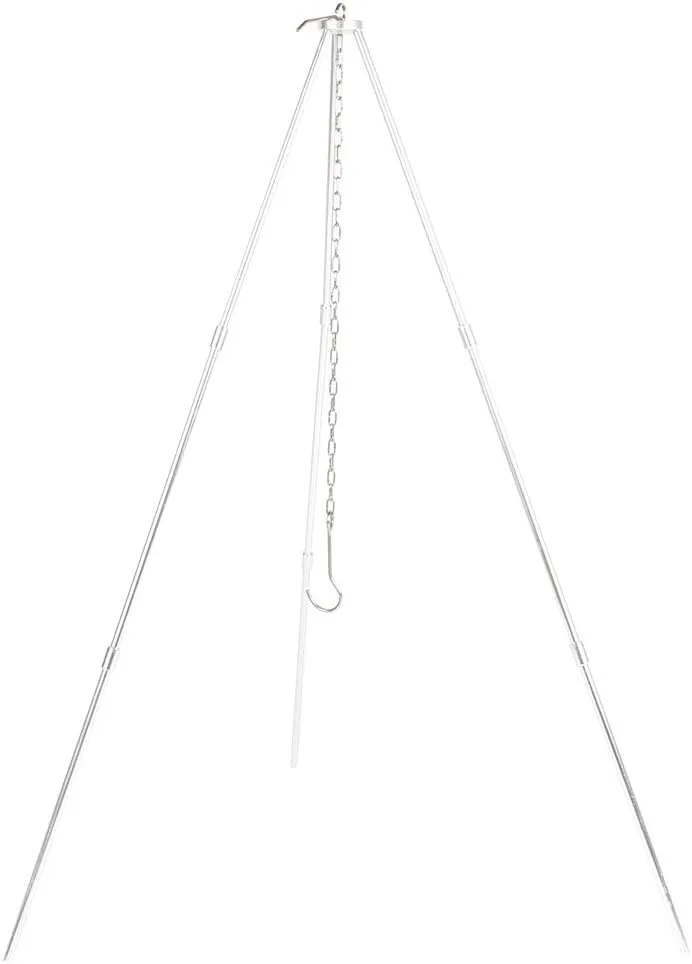 Portable Foldable Hanging Tripod Camping Picnic BBQ Cooking BBQ Grills for Outdoor with Chain Design, Easy to Assemble and Carry, Suitable for Team and Family Use