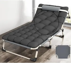 Portable Folding Adult Bed,Adult Folding Bed, Folding Camping Cots for Adults, 4 Positions Adjustable Reclining Folding Camping Cot, Travel Bed with Removable Pillow for Guest Sleeping HOM