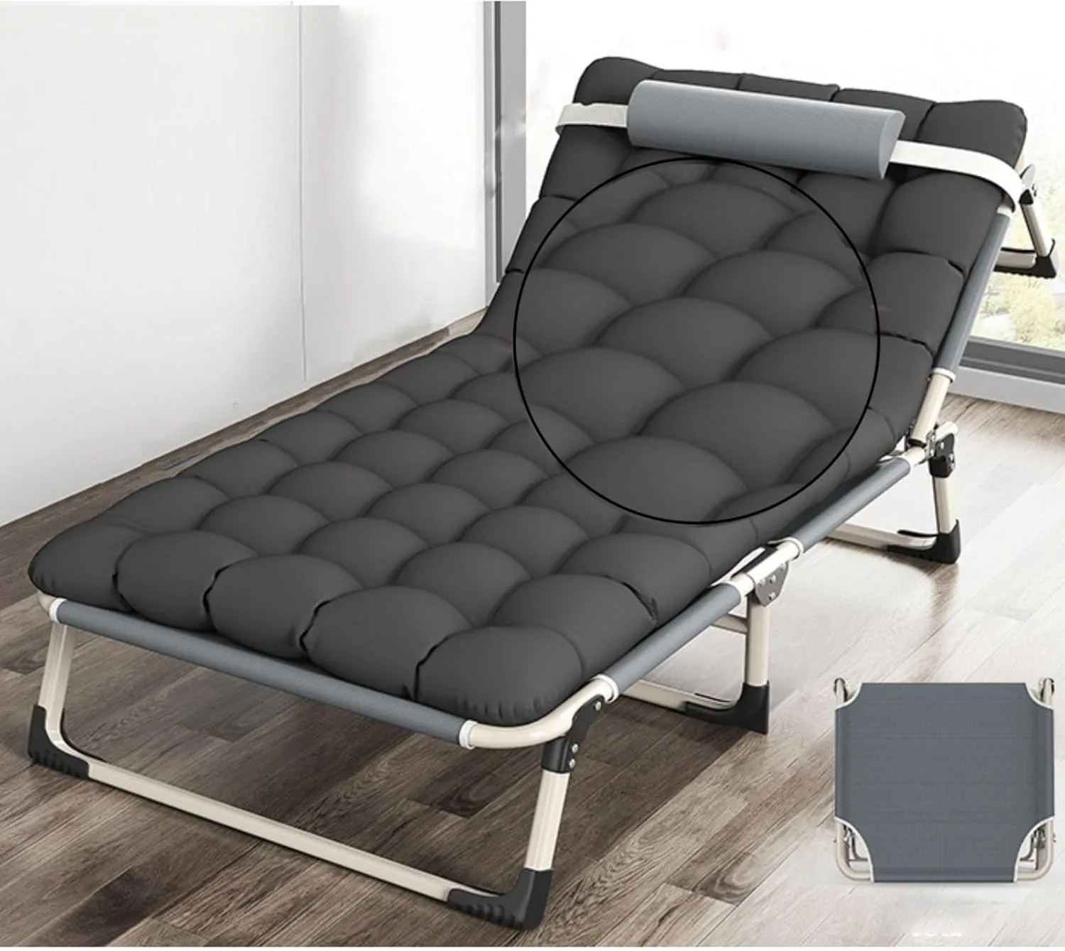 Portable Folding Adult Bed,Adult Folding Bed, Folding Camping Cots for Adults, 4 Positions Adjustable Reclining Folding Camping Cot, Travel Bed with Removable Pillow for Guest Sleeping HOM