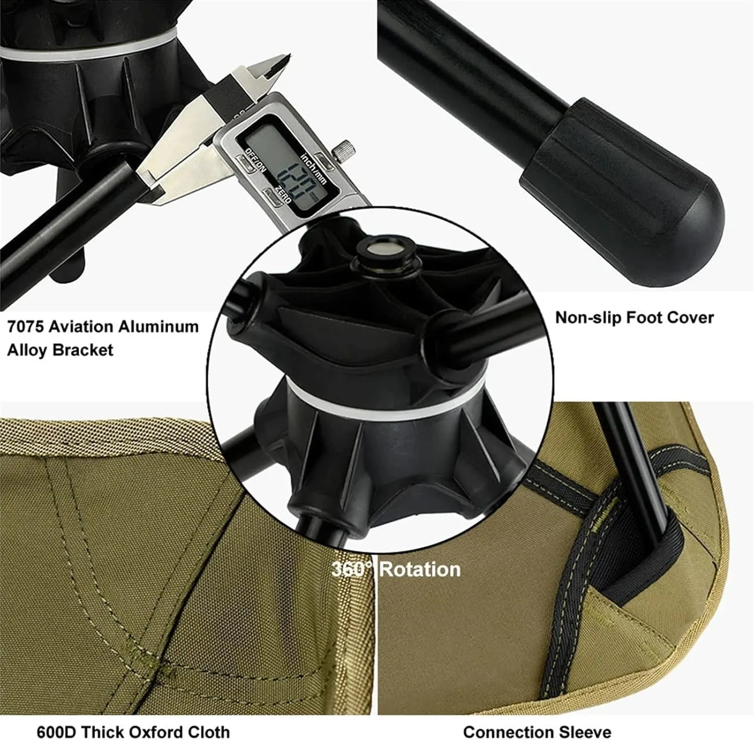 Portable Folding Stool - Folding 360 Degree Swivel Aluminum Alloy for Outdoor Picnic Hiking Bicycling Fishing BBQ(Green)