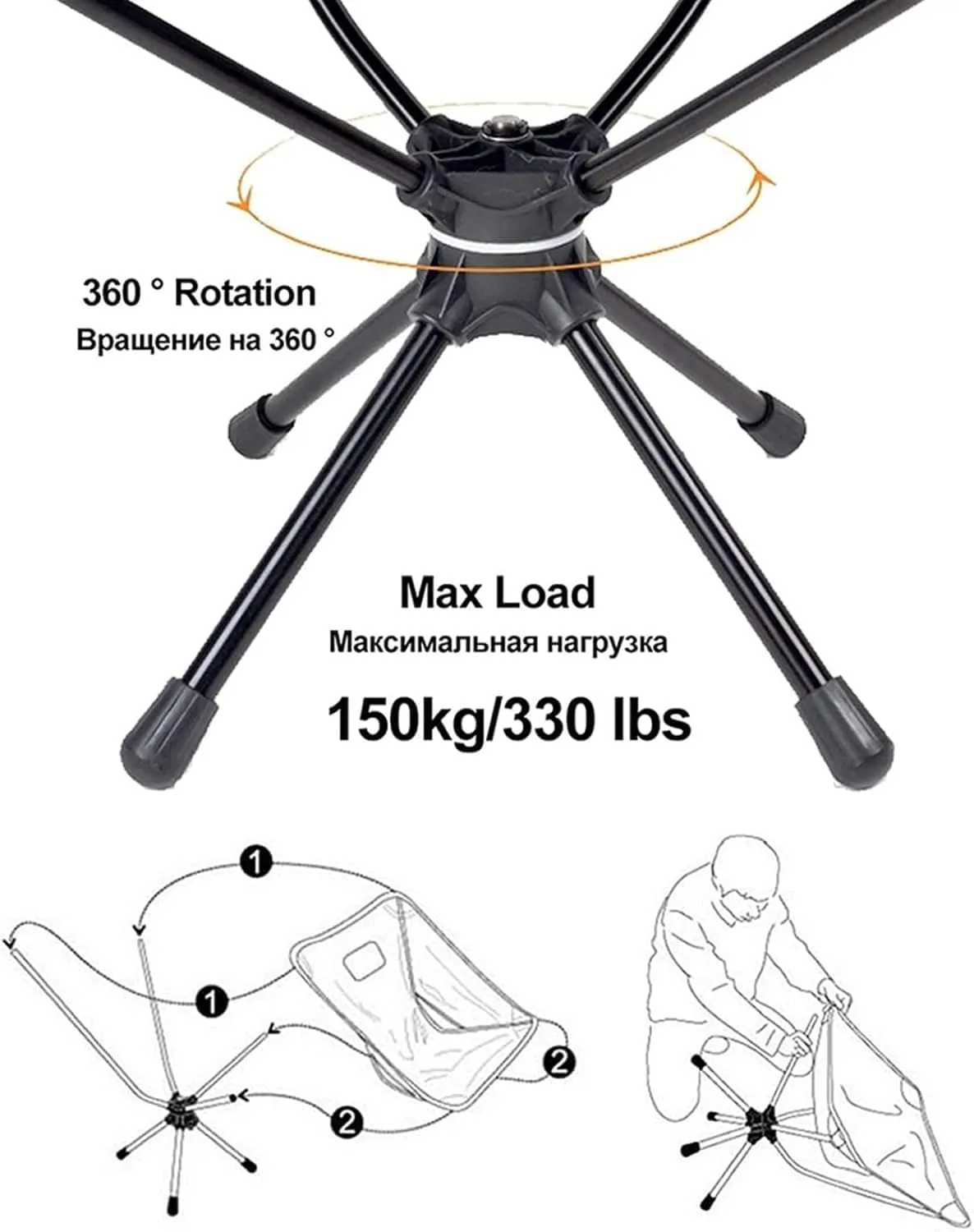 Portable Folding Stool - Folding 360 Degree Swivel Aluminum Alloy for Outdoor Picnic Hiking Bicycling Fishing BBQ(Green)