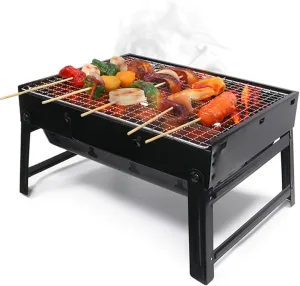 Portable Grill Charcoal, Foldable BBQ Grill with Carbon Plate, Perfect for Outdoor Barbecues, Camping, Traveling, Picnics, Beach Party