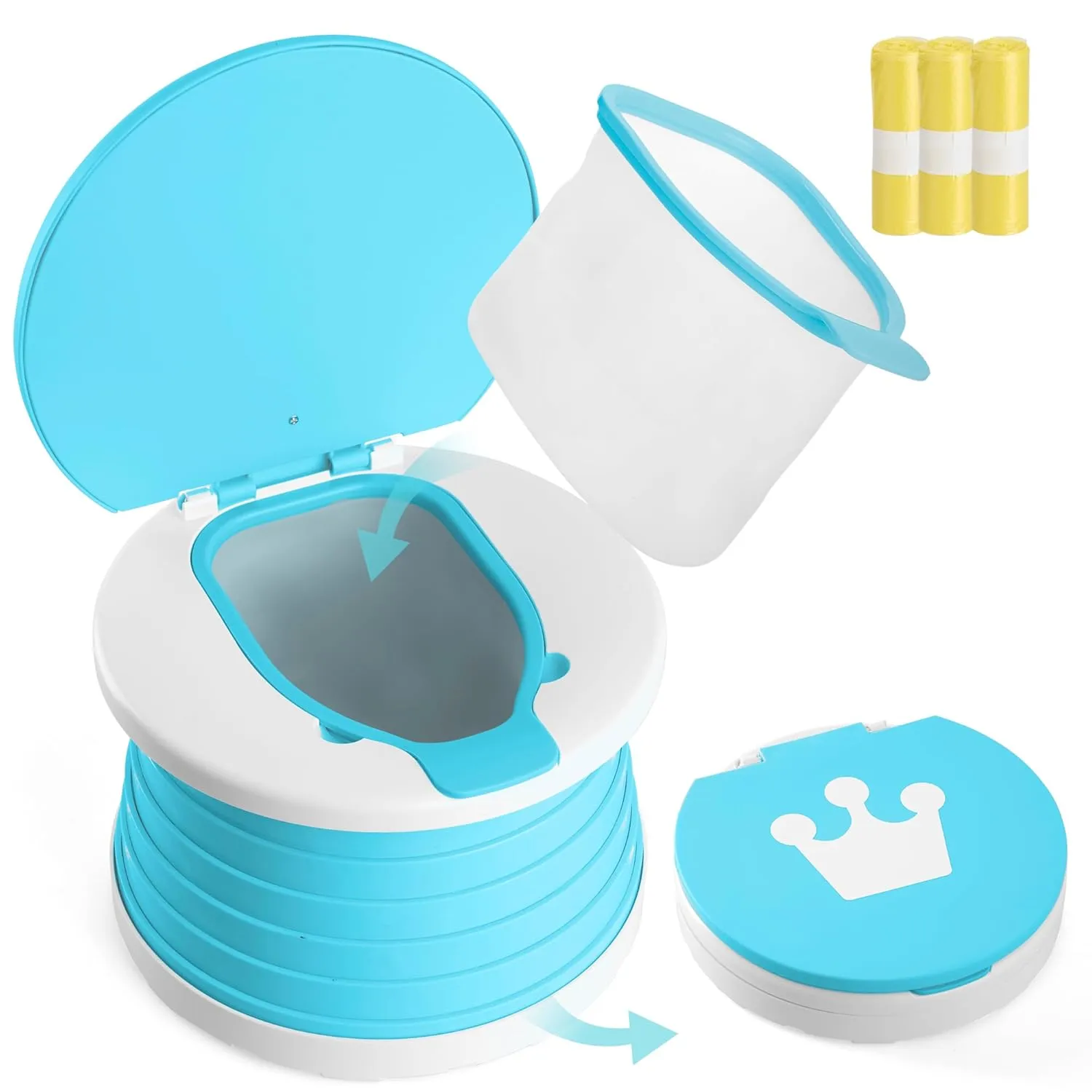 Portable Potty, Travel Potty Training For Car, Collapsible Toddler potty Chair - Blue
