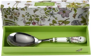 Portmeirion Botanic Garden 10" Serving Spoon, Foxglove Motif - Porcelain Handle & Stainless Steel, Chip-Resistant Glaze - Ideal Kitchen Tool for Cooking & Serving - Everyday Kitchen Tools