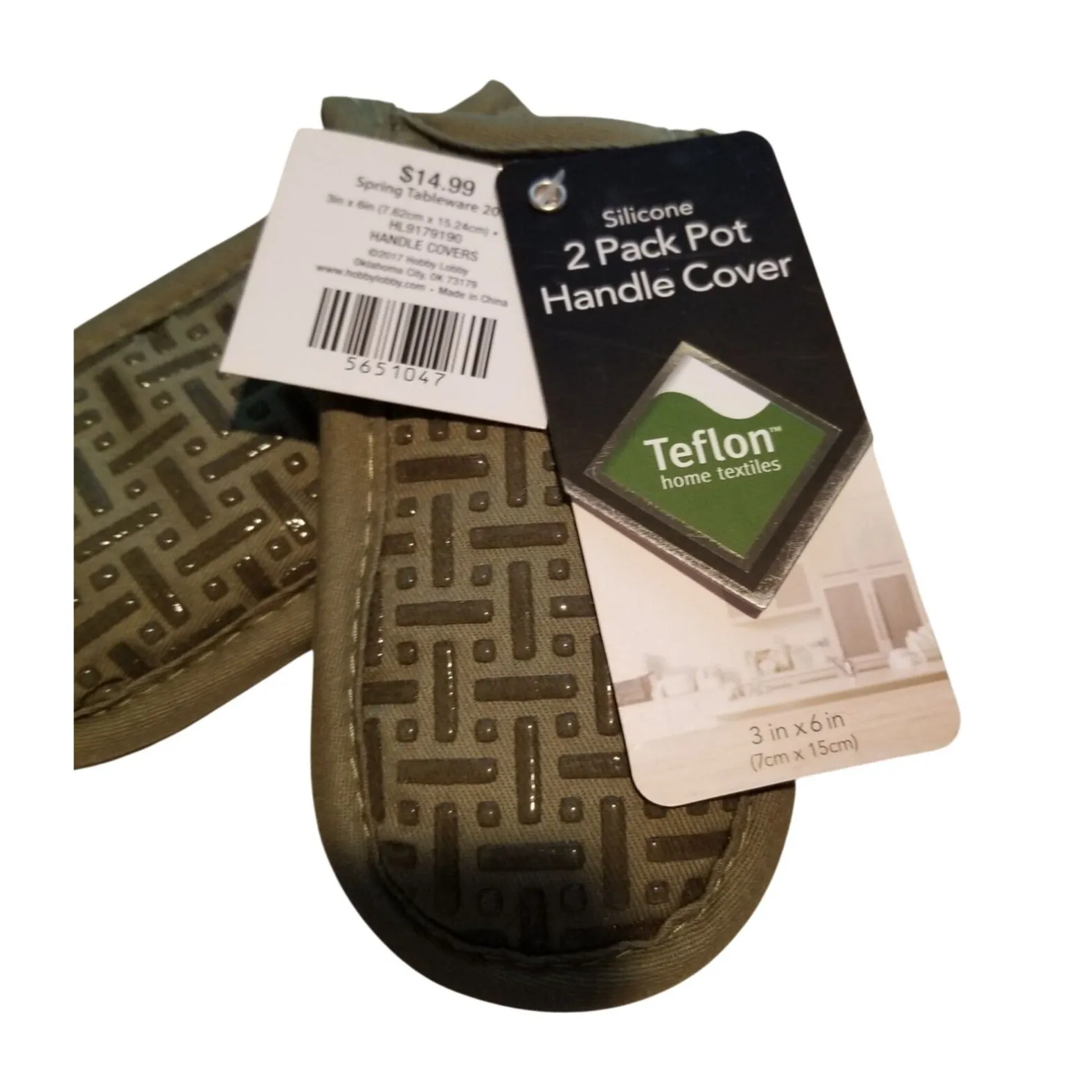 Pot Handle Holder Supreme Green Set of 2  Silicone 2 pack  Cover Teflon 3 x 6