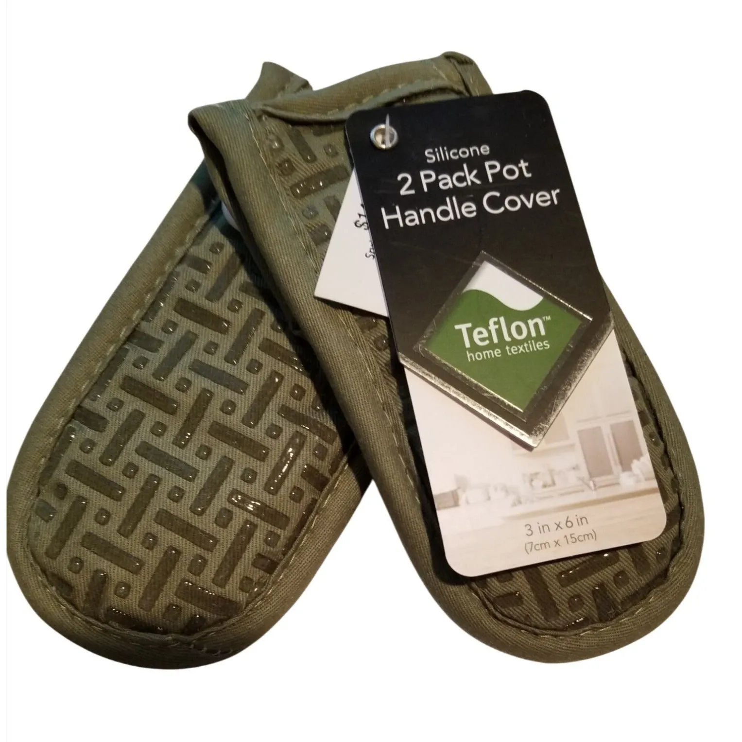 Pot Handle Holder Supreme Green Set of 2  Silicone 2 pack  Cover Teflon 3 x 6