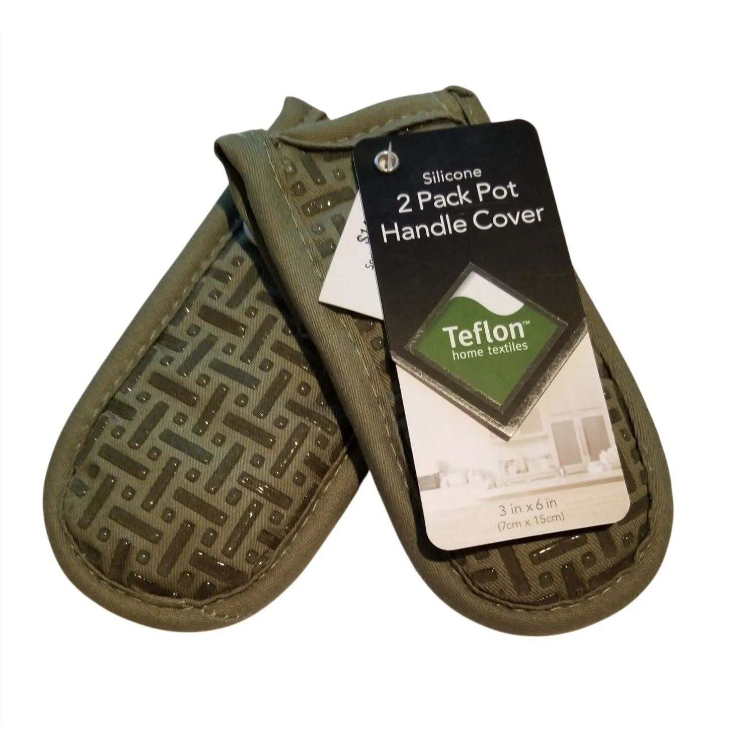 Pot Handle Holder Supreme Green Set of 2  Silicone 2 pack  Cover Teflon 3 x 6