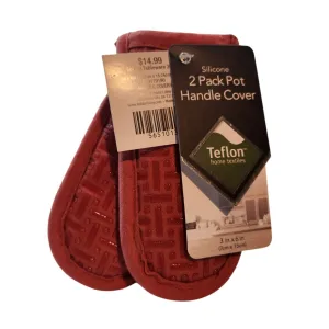 Pot Handle Holder Supreme Red Set of 2  Silicone 2 pack  Cover Teflon 3 x 6