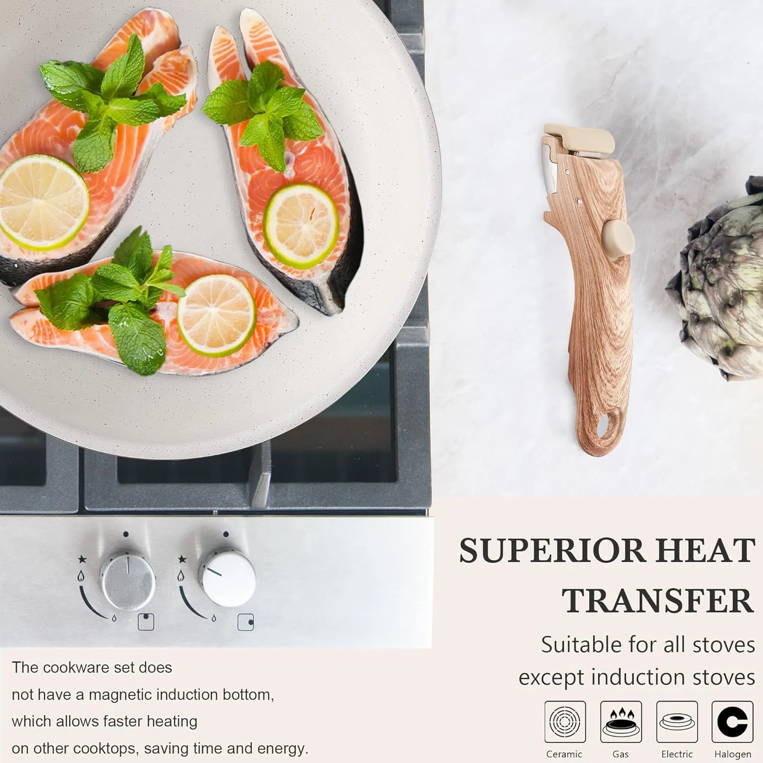 Pots and Pans Set Nonstick - YIIFEEO Kitchen Cookware Sets Detachable Handle Pot and Pan Set Removable Handle Camping Cooking Set, Oven Broiler Safe 550F Non Toxic Frying Pans for Cooking Pan Set Gift