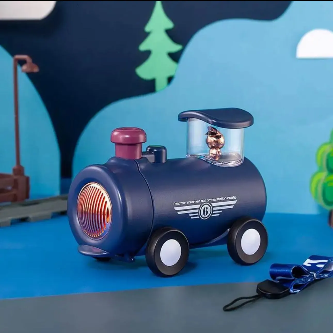 Premium Quality Train Engine Shape Steel Bottle with Straw