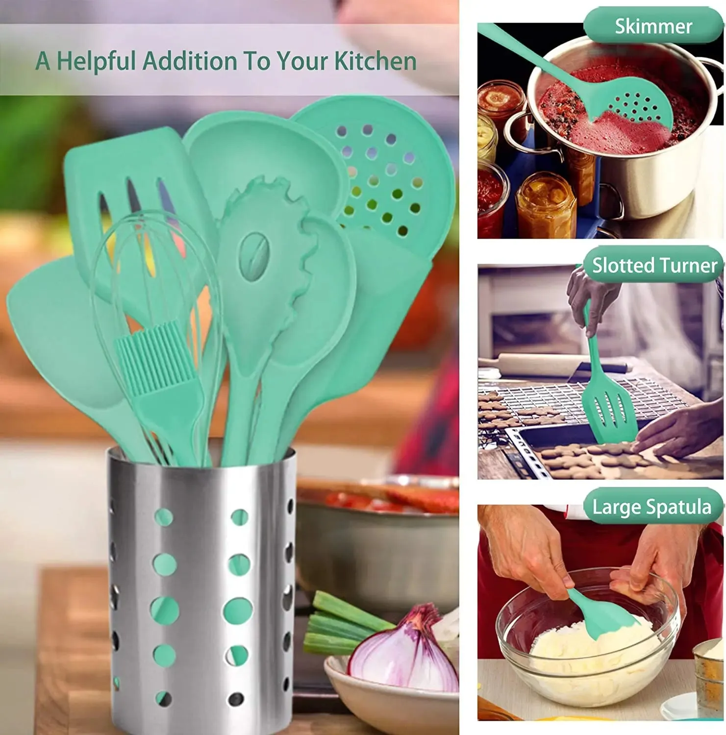 Premium Silicone Kitchen Utensil Set, 10 Pieces