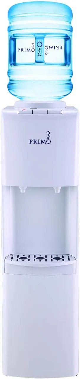 Primo Top-Loading Water Dispenser - 2 Temp (Hot-Cold) Water Cooler Water Dispenser for 5 Gallon Bottle w/Child-Resistant Safety Feature, White